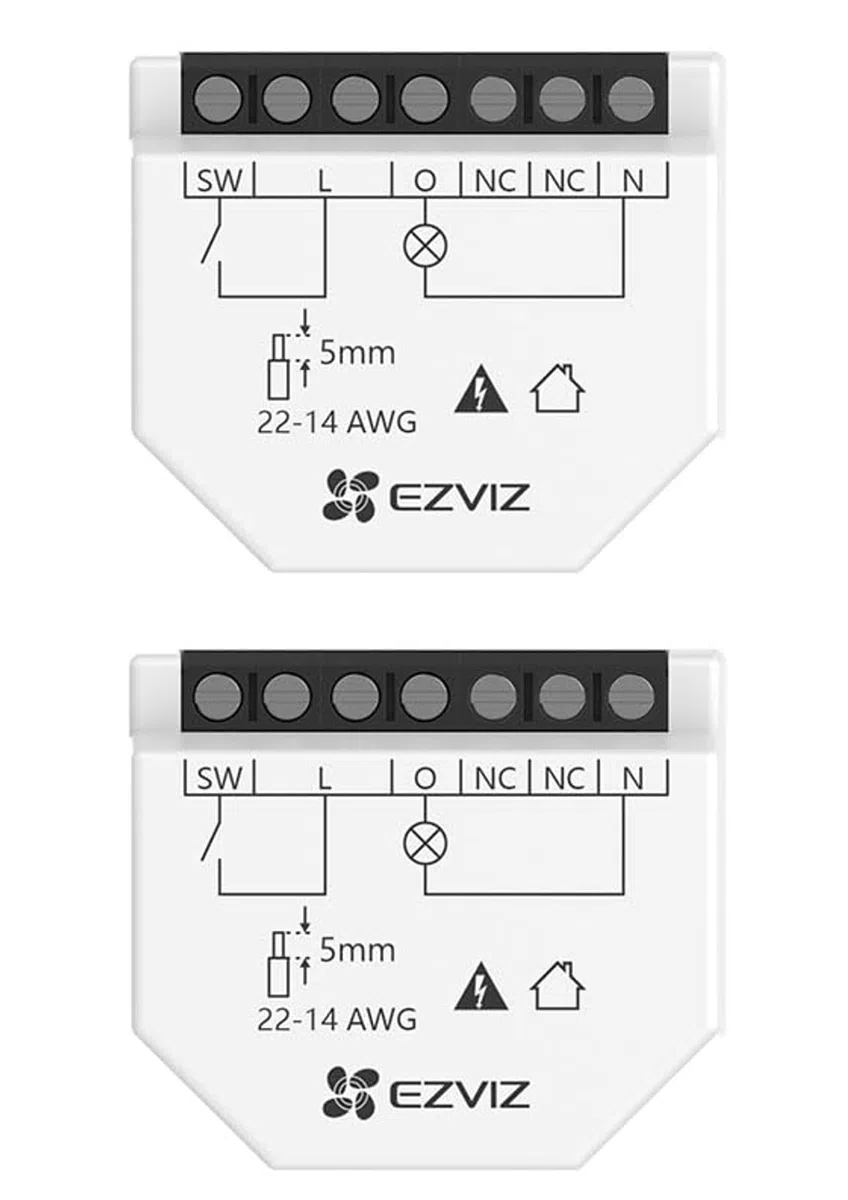EZVIZ Relè Smart Wifi T35W, Controllo Wireless, Timer e Programmazione, Compatibile con Google e Alexa (2 unità)
