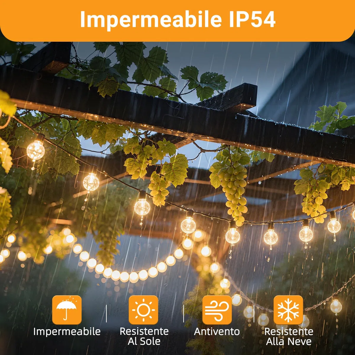 25 Pezzi Lampadina LED G40 E12 1W Esterno Ricambi, Bianco Caldo 2700K, 100LM, G40 LED Filamento Lampadina, Impermeabili IP54, Non Dimmerabile, per stringhe luminose Illuminazione interna ed esterna