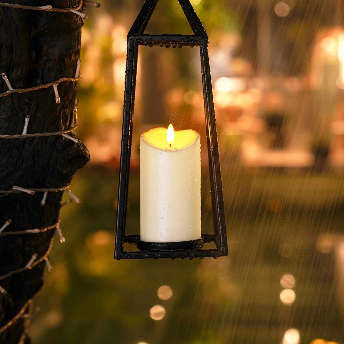 Homemory Candele senza fiamma tremolanti impermeabili, candele a LED alimentate a batteria esterna con timer a distanza, candele in plastica contraffatte elettriche, avorio, set da 3