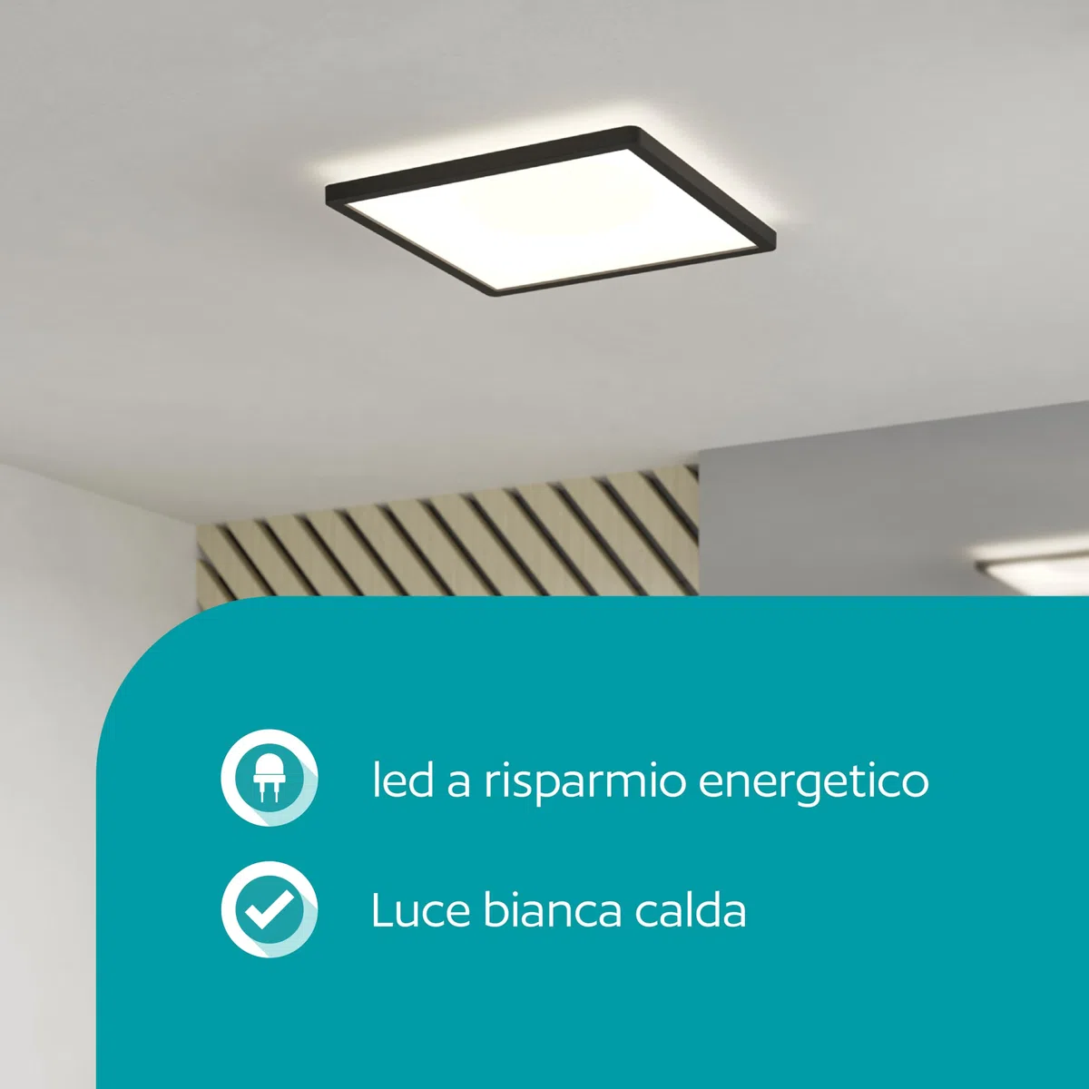 Eglo Lampada da soffitto LED Minerario, esterno, balcone, terrazza, plafoniera in plastica nera, IP54, luce calda, 29x29 cm