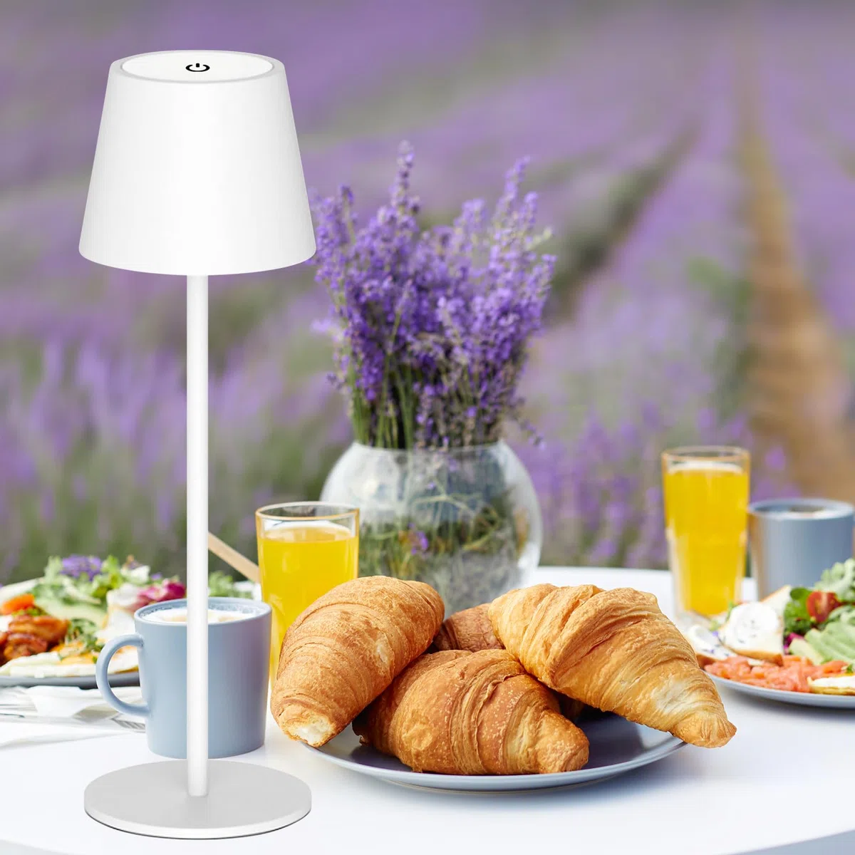 ANTELA Lampada da Tavolo LED Senza Fili Ricaricabile, Dimmer Touch 3000K/4000K/5000K, Lampada da Scrivania Portabile, IP44, per Interni/Esterni, Ristorante/Camera da Letto/Bar, Bianco