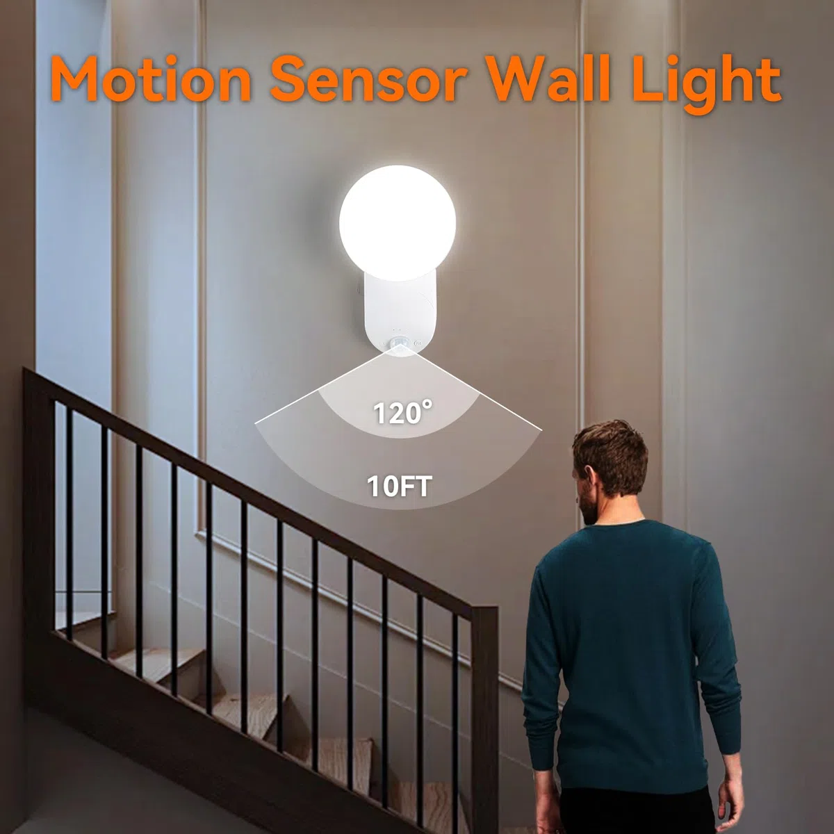Lampada da parete ricaricabile con sensore di movimento con telecomando, luci da parete wireless magnetiche con angolo regolabile, luce da parete con sensore di movimento a batteria, per capannone