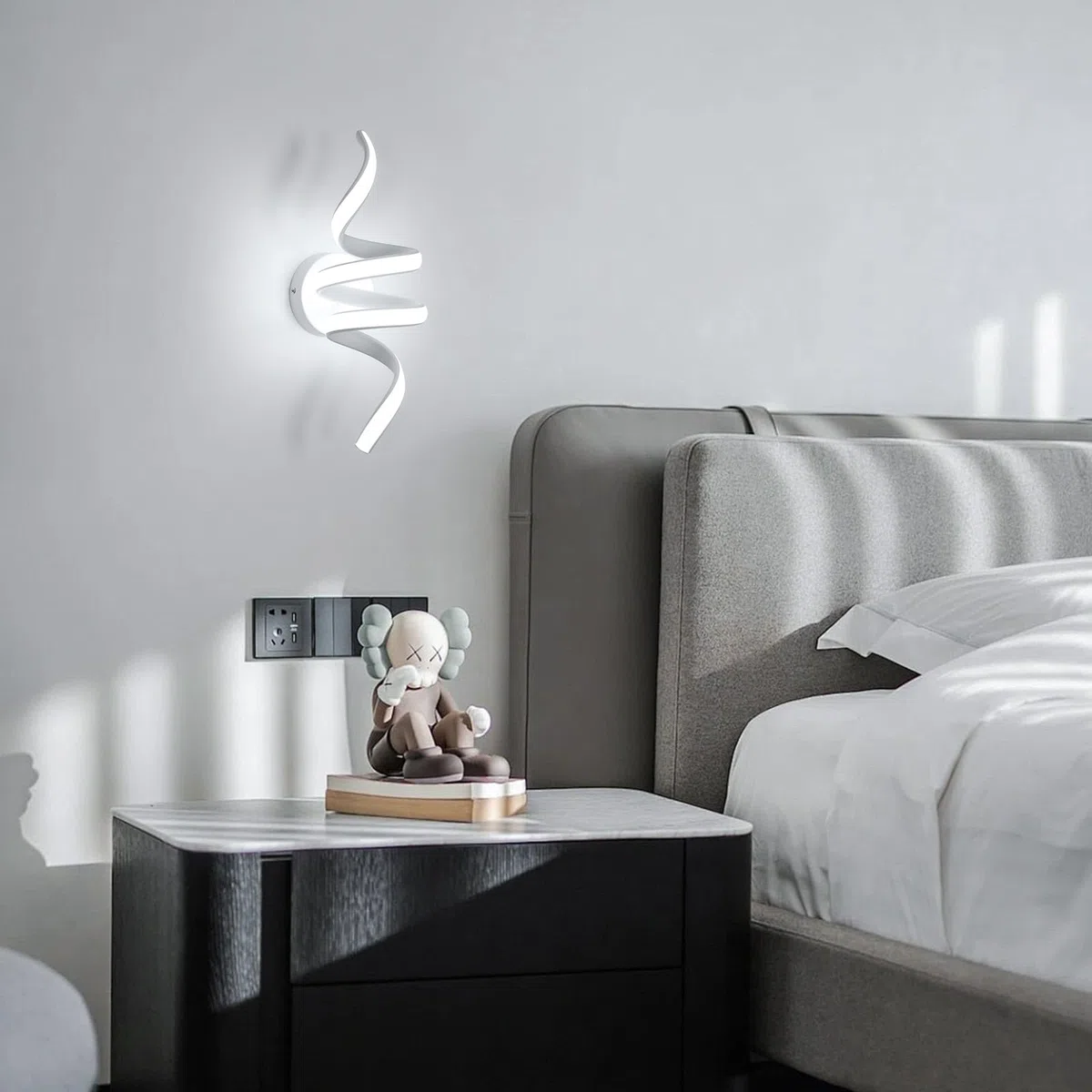 Applique da Parete Moderne, Lampada da Parete Interno Bianco in a Spirale 24W 2700LM, Lampada a Muro Design in Alluminio per Camera da Letto Soggiorno Scale Corridoio, Luce Bianca Fredda 6500K
