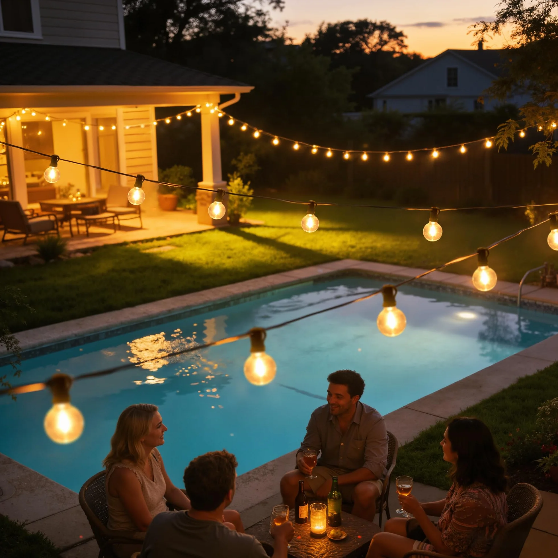 HeiPard Catena Luminosa Esterno, 10M Luci da Esterno Giardino con 15+1 G40 LED Bianco Caldo Luminose Lucine Esterni per Terrazzo Balcone Patio Festa