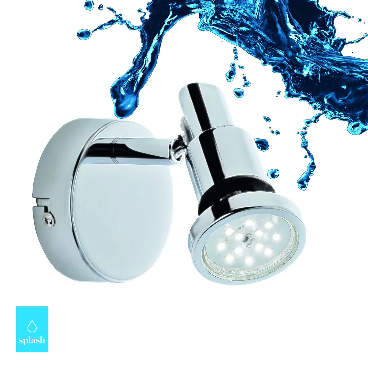 Briloner Leuchten - Faretto a LED, lampada da parete, luce da bagno, lampada da bagno, IP44, faretto girevole e inclinabile, 1x GU10, 4 Watt, 400 Lumen, 3.000 kelvin, cromato, 80x106mm (DxH)