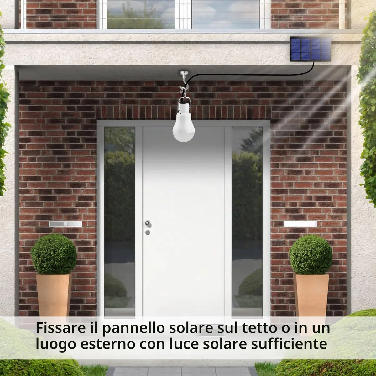 TechKen 2 Lampadine con Pannello Solare Lampada Led Portatile Ricaricabile da Esterno Giardino per L'illuminazione di Emergenze