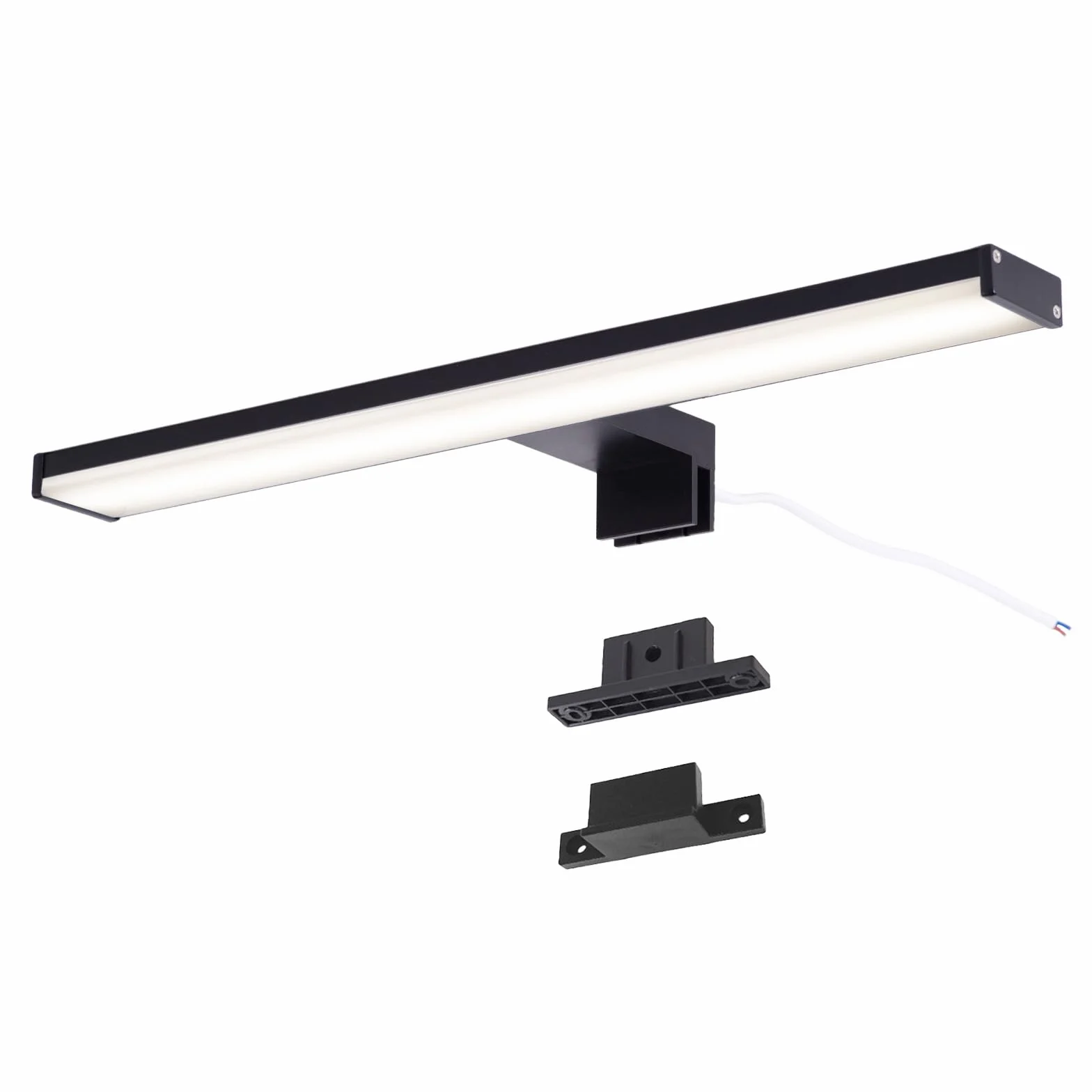 Alpinaluz Applique LED da Specchio Nero per Bagno – 4000K Luce Bianca Neutra – IP44 – Struttura in Alluminio e Supporti in Policarbonato – Installazione su Specchio, Muro o Mobile (40cm 10W)