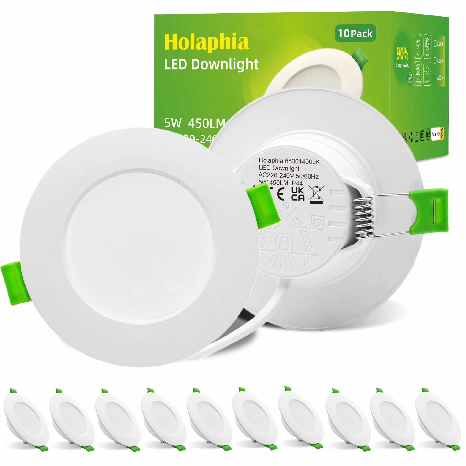 Faretti LED da Incasso per Cartongesso 5W 450LM Luce Naturale 4000K, IP44 Faretto LED Soffitto Incasso Cartongesso foro 70-90MM, AC220-240V, Set di 10