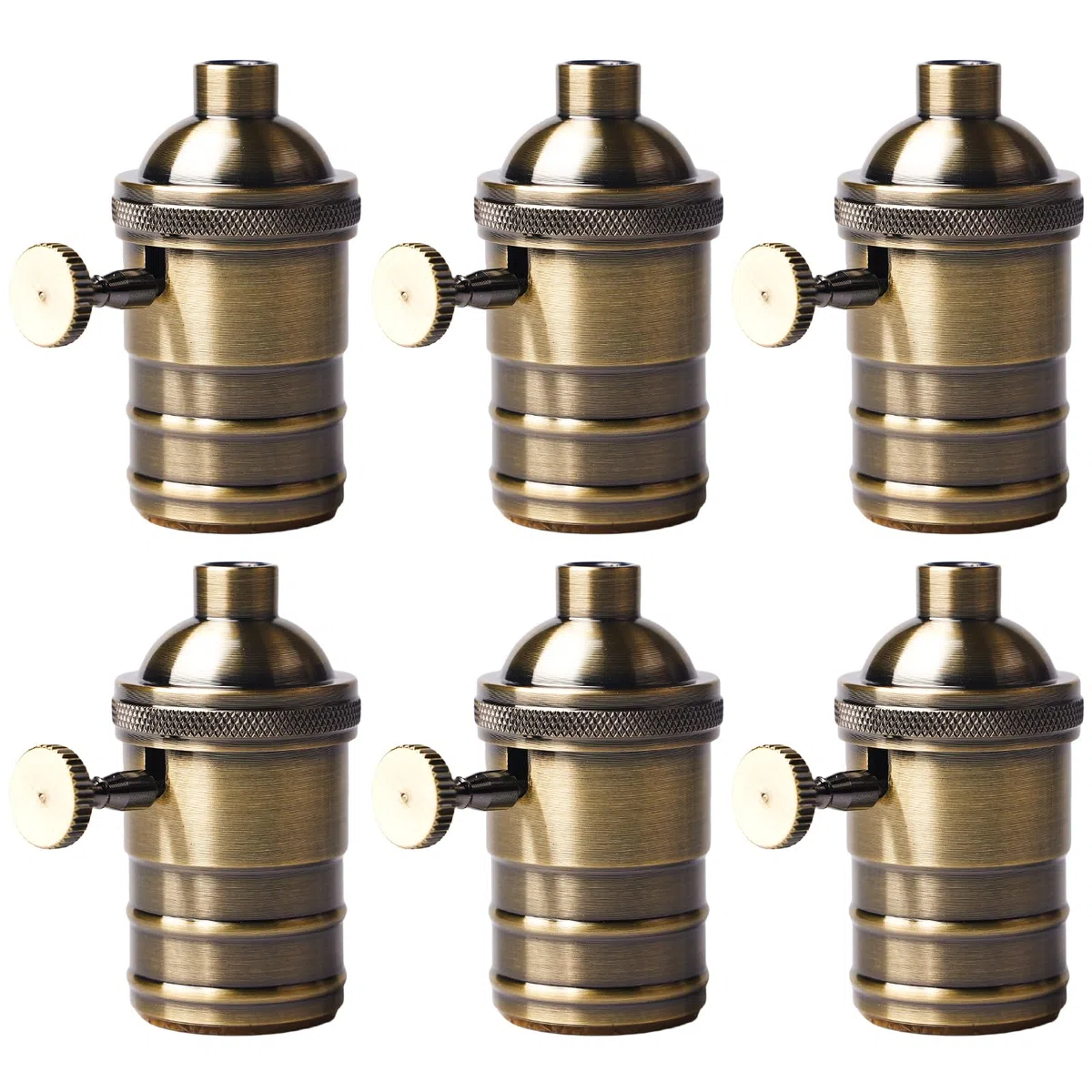 6 prese in alluminio vintage: 220 V E27 bronzo porta-lampada con interruttore rotante, adattatore plafoniera, LED, decorazione retrò, lampada a sospensione