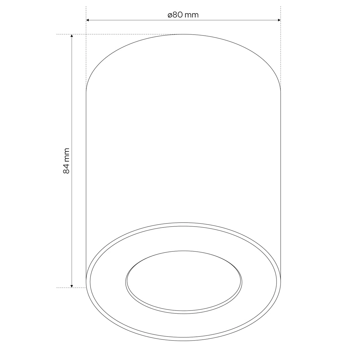 EDO Faretto da Soffitto Nero GU10 Ø80x84 mm Rotonda KLARS - Plafoniera da Superficie Moderna Tondo Allumionio - Impermeabile IP44 230V - Lampada da Soffitto - Illuminazione per Bagno