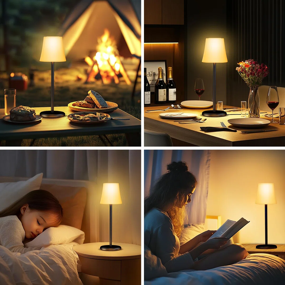 Suright 2 Pezzi Lampada da Tavolo con 3 Modalità Color+RGB, Lampada da Comodino Senza Fili Ricaricabile Luminosità Regolabile, Lampada da Scrivania IP54 Impermeabile per Ristorante, Camera da Letto