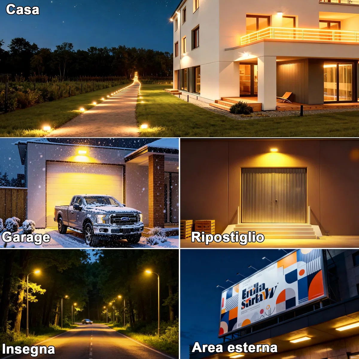 CREATESTAR 50W Faretto LED da Esterno，2pcs Faretto Led con Spina,3000K Bianco Caldo Faretti led 5000LM,faretti LED esterni 3000K, IP65 Impermeabile per Giardino,Patio, Garage
