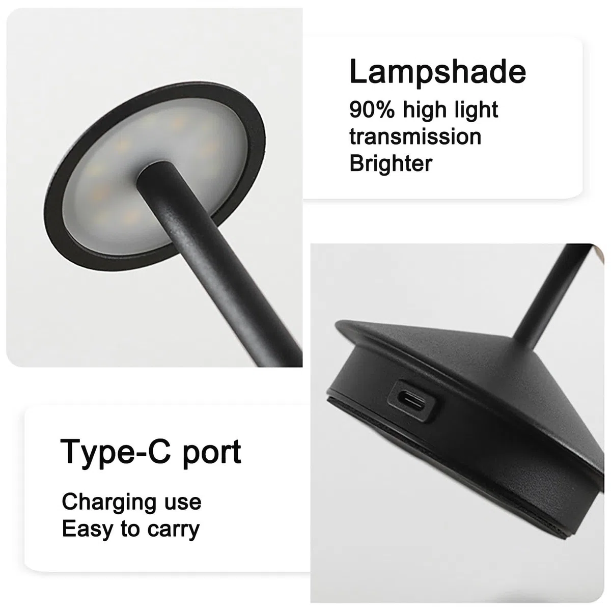 ZTMHRG Moderna Lampada da Tavolo Senza Fili in Alluminio, lampade da scrivania a LED Ricaricabili USB sfioramento Luce Notturna Portatile per la Camera da Letto casa e Patio(Gold)