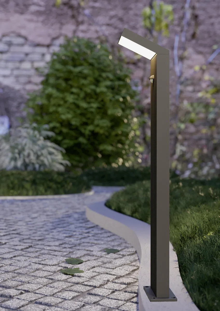 Eglo Lampada esterna LED Grottazzolina con sensore di movimento, luce | decorativa da giardino in alluminio nero, IP65, illuminazione calda, 80 cm