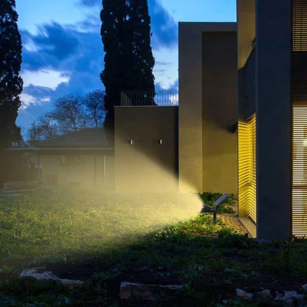 Faretto a led con pannello solare da esterno per giardino orientabile 3w 200 lumen luce con picchetto lampada proiettore spot (3W - luce calda - solare)