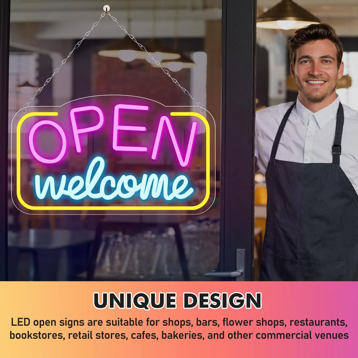 Open Insegna Al Neon Di Benvenuto, Insegna Al Neon Aperta 43 X 23 Cm, Cartello A Led Open Neon Alimentata Tramite Usb, Pannello Luminoso Al Neon Per Bar, Gaming, Camera Da Letto, Decorazione Verticale