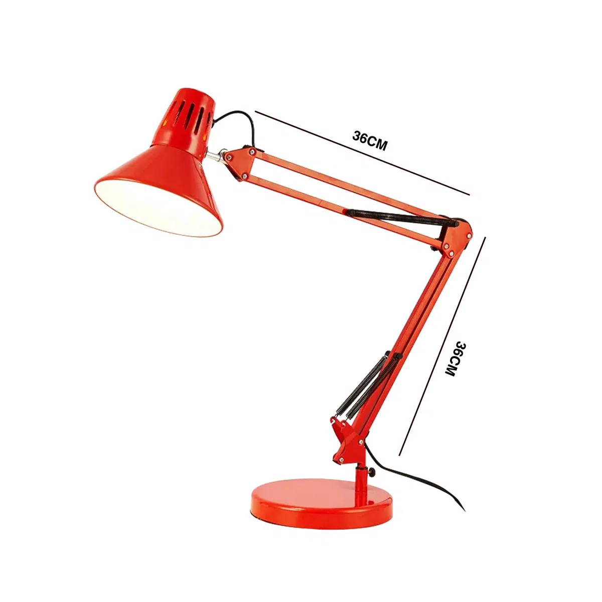 Voltix Lampada da Scrivania Grande, Lampada da Tavolo E27 LED, Luce da Scrivania con Braccio Oscillante Lungo per Casa o Ufficio (Rosso)