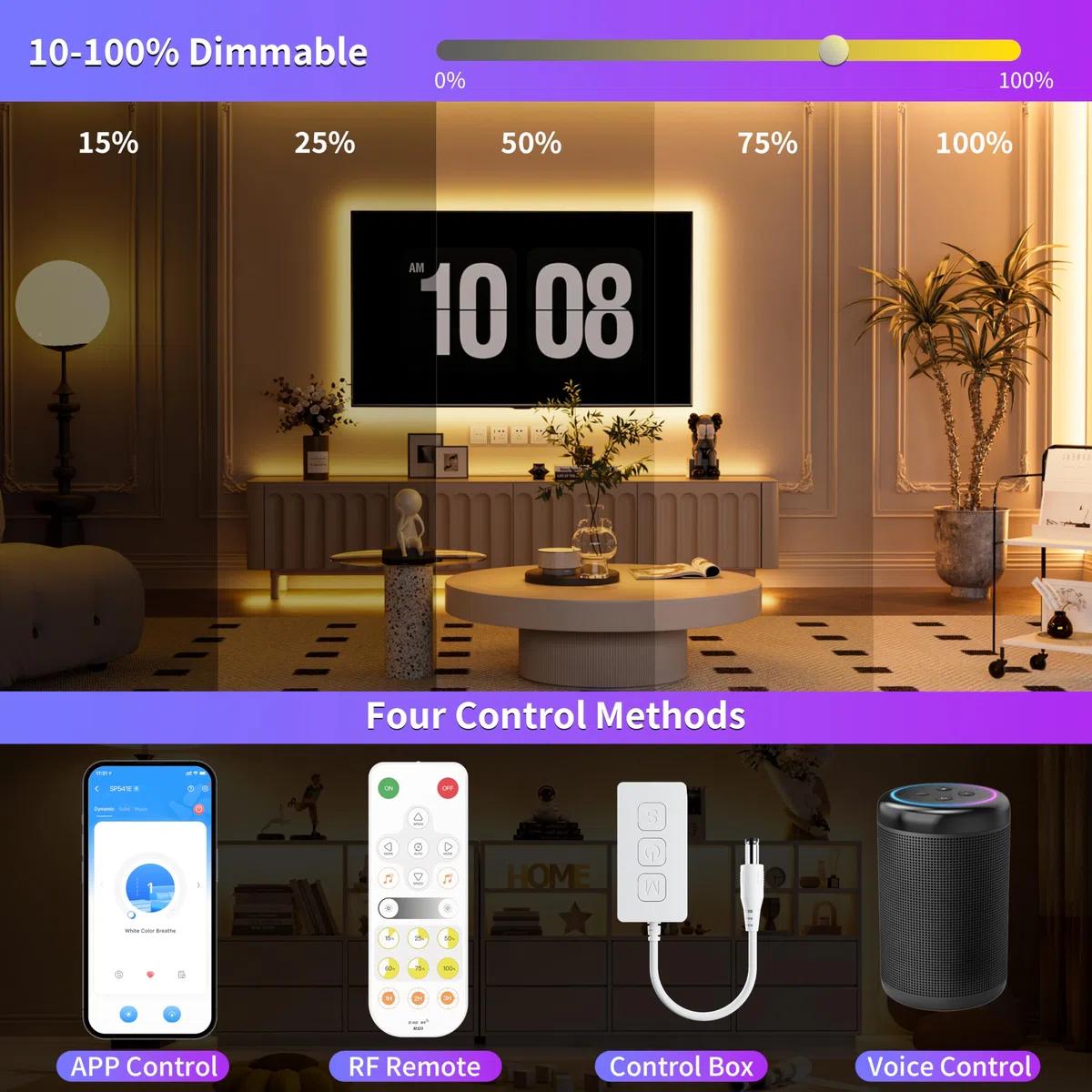 OULARA WIFI COB LED Striscia Blanco Caldo 2700K,6M Dimmabile set di luce a LED Nastro 24V,Lavori Intelligenti con Alexa/Google Assistant per l'illuminazione Armadio,Camera da letto,Cucina