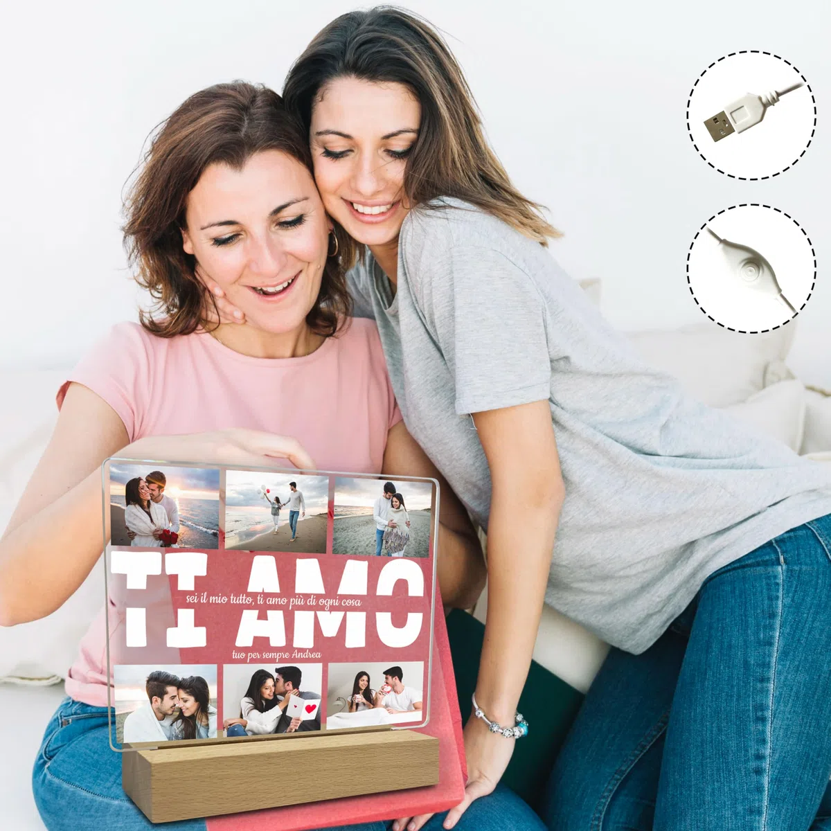 STAMPATEK Lampada Personalizzata Regali Per San Valentino Per Lui Lei - Lampada Led Luce Notturna Regalo Fidanzato, Compleanno, Moglie, Marito, Compagno Regalo Natale Originale, PlexMod6_DS2