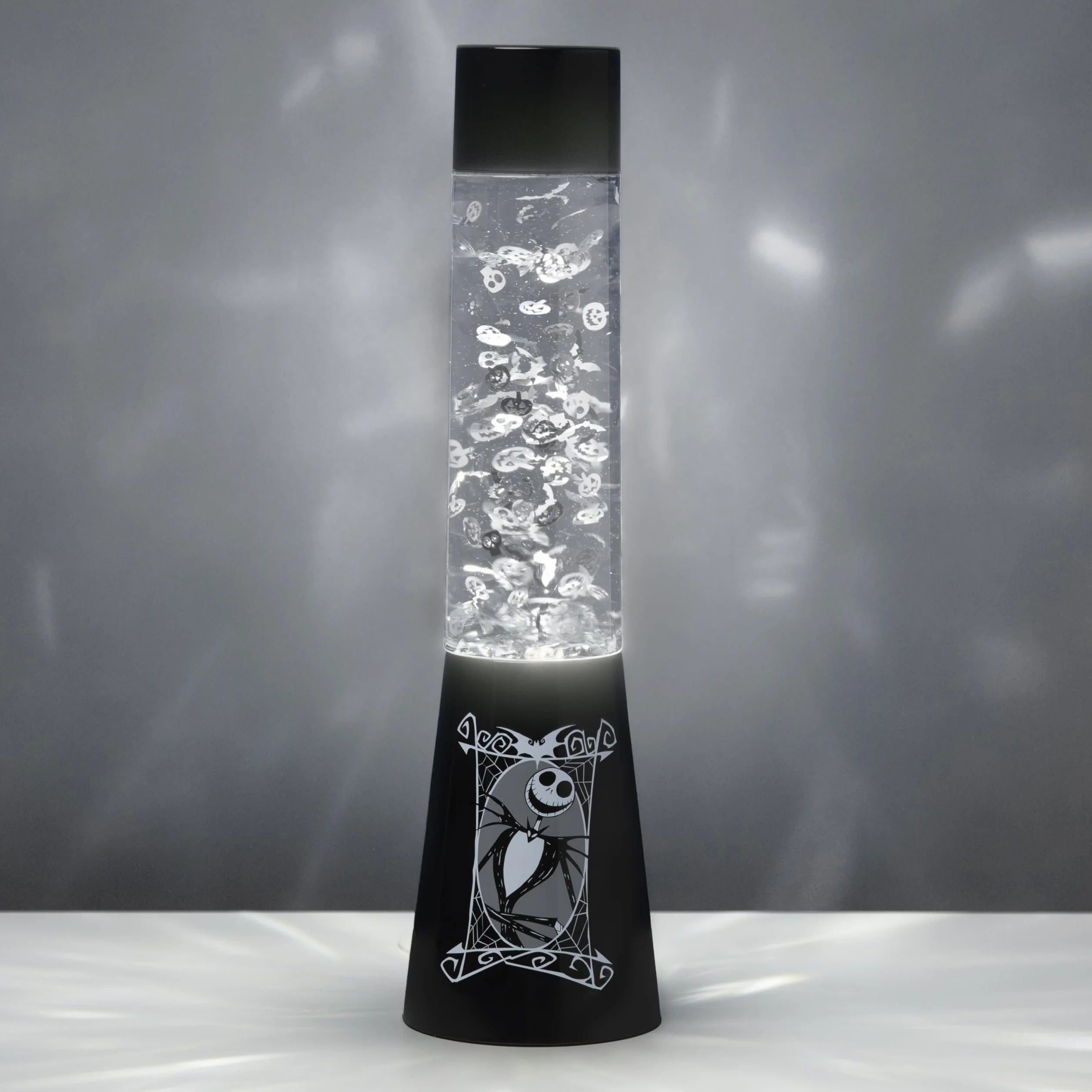 Paladone Nightmare Before Christmas, lampada a flusso liquido glitterato con zucca, teschi e pipistrelli galleggianti, prodotto Disney con licenza ufficiale, decorazione spettrale da collezione Jack