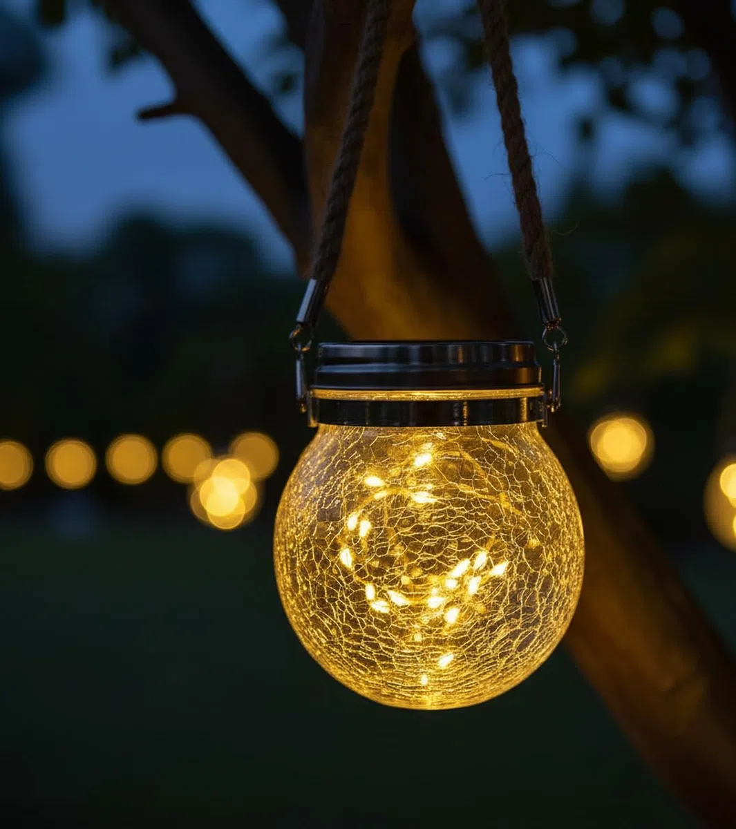 BEL AIR HOME - Set 2 Ciondoli Solari in Vetro - Luce LED 3000 K IP65 - Illuminazione Automatica da Esterno 8-12 Ore - Ideale per Giardino, Veranda, Pergola, Vetro
