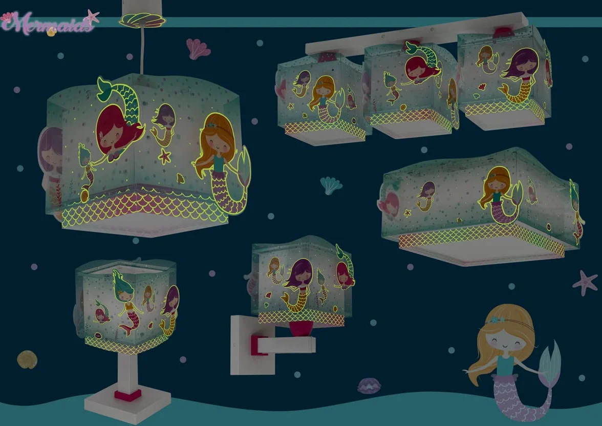 Dalber Lampada da tavolo o comodino per bambini Mermaids Sirene