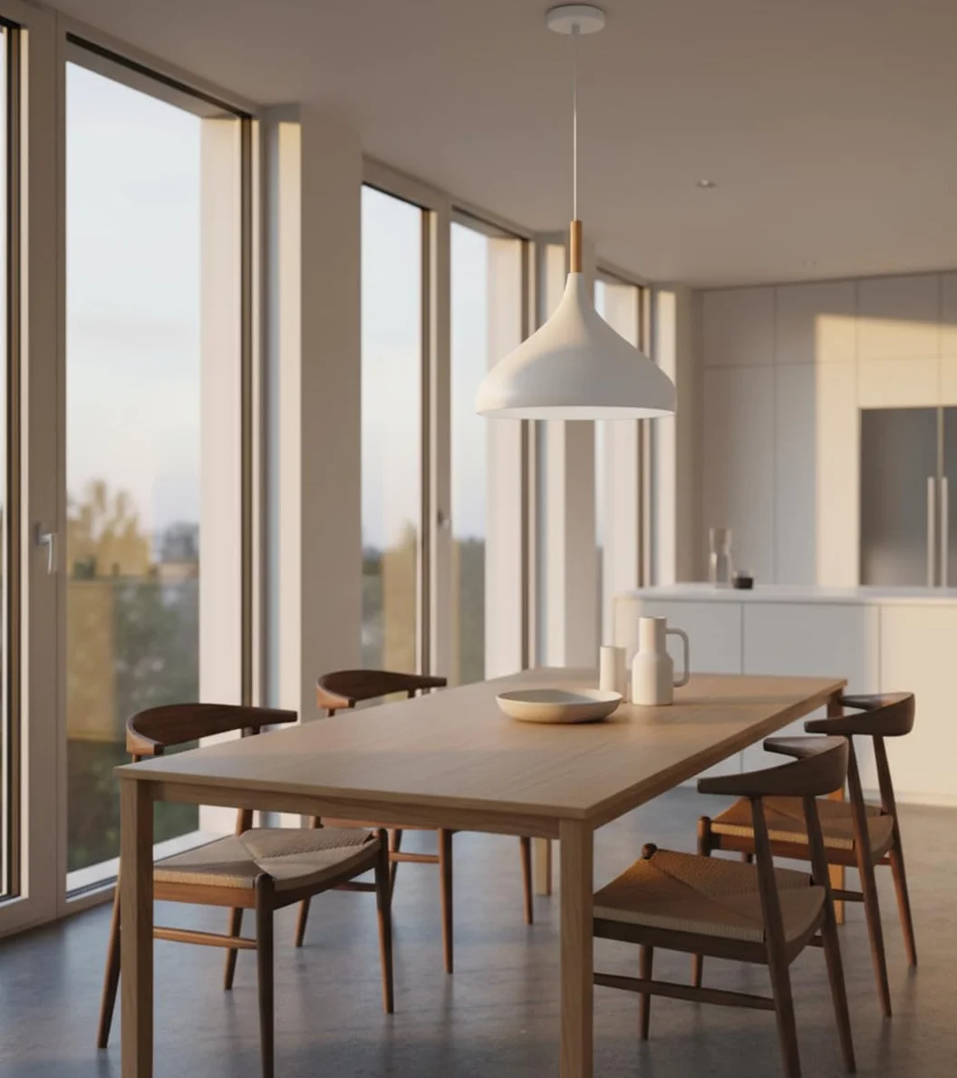 BEL AIR HOME - Lampada a sospensione Baviera 1xE-27 (lampadina non inclusa) Diametro 30 cm in metallo e legno, altezza regolabile (bianco)