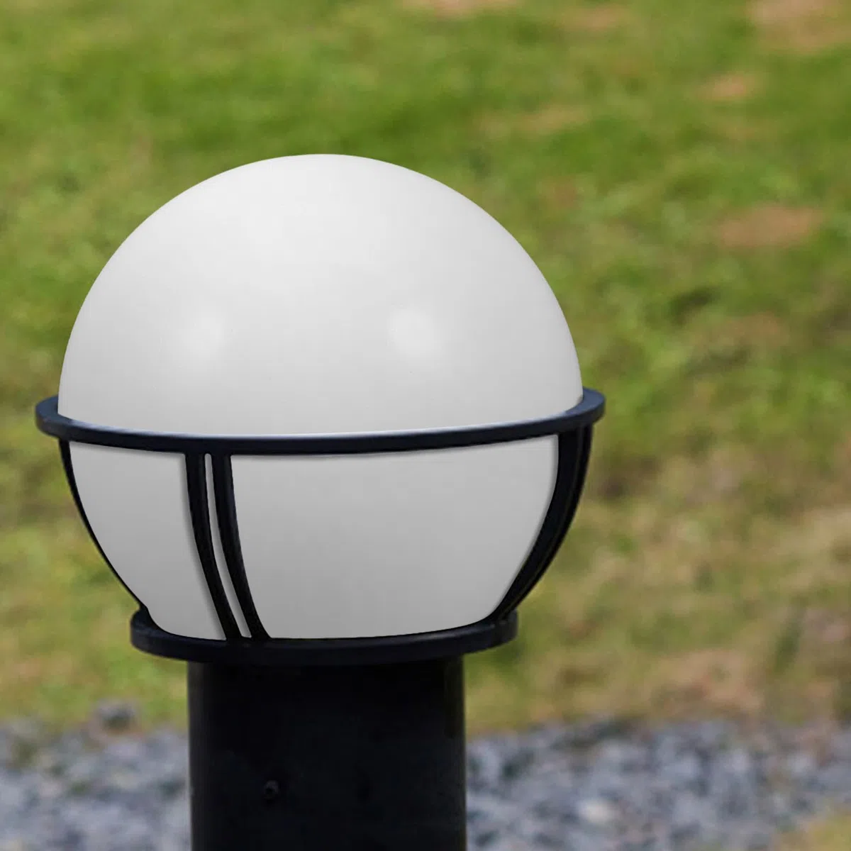 HANABASS Paralume Sferico in Acrilico Bianco Latte per Esterni, Coprilampada a Globo Diametro 25 Cm Modanatura, Accessorio per Lampada da Giardino e Decorazione Luminosa Elegante