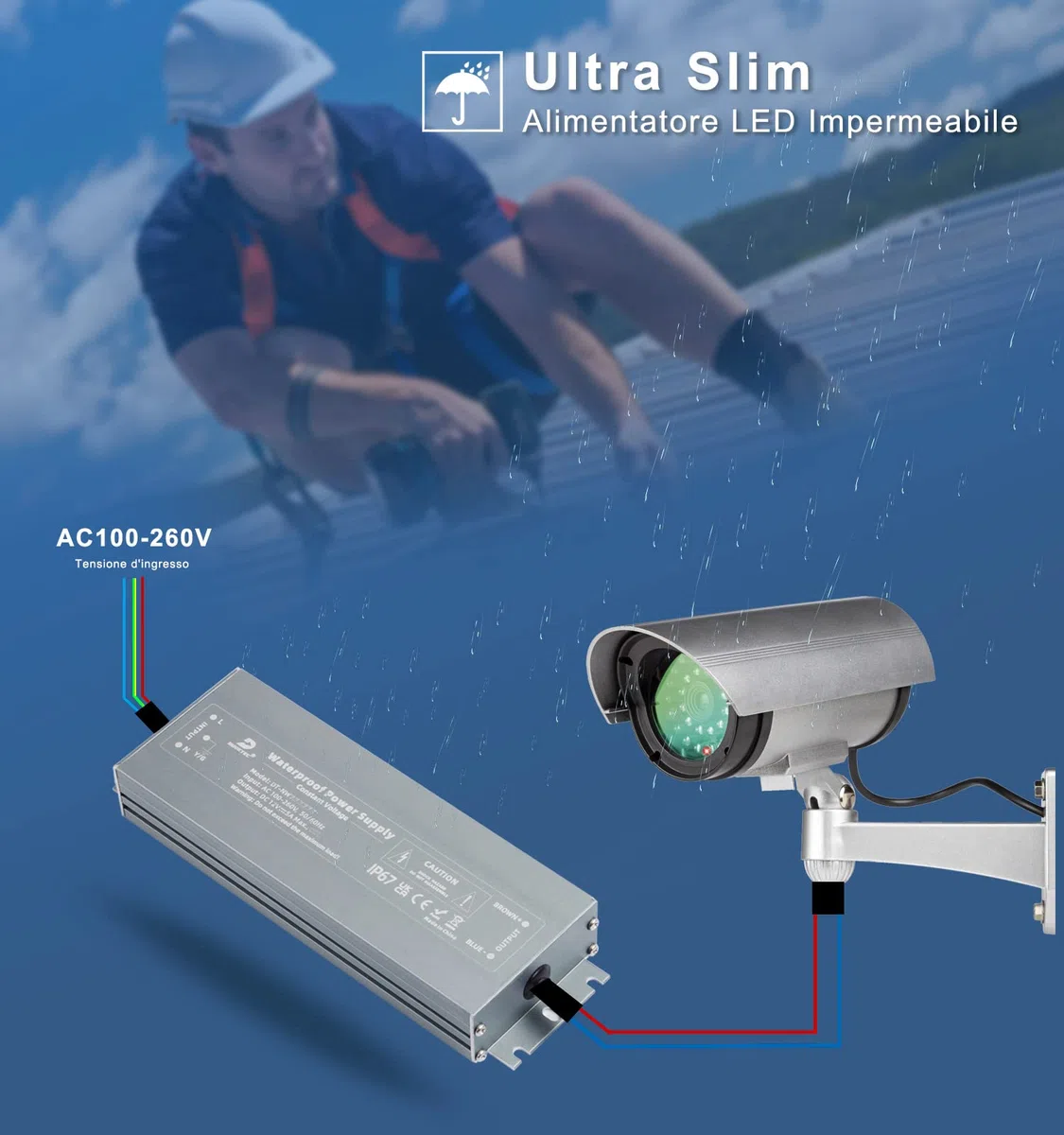 DUSKTEC Driver LED a tensione costante 24 V 100 W 4.17A IP67 alimentatore impermeabile, trasformatore a bassa tensione da 240 V a 24 V CC per illuminazione di strisce LED da giardino all'aperto