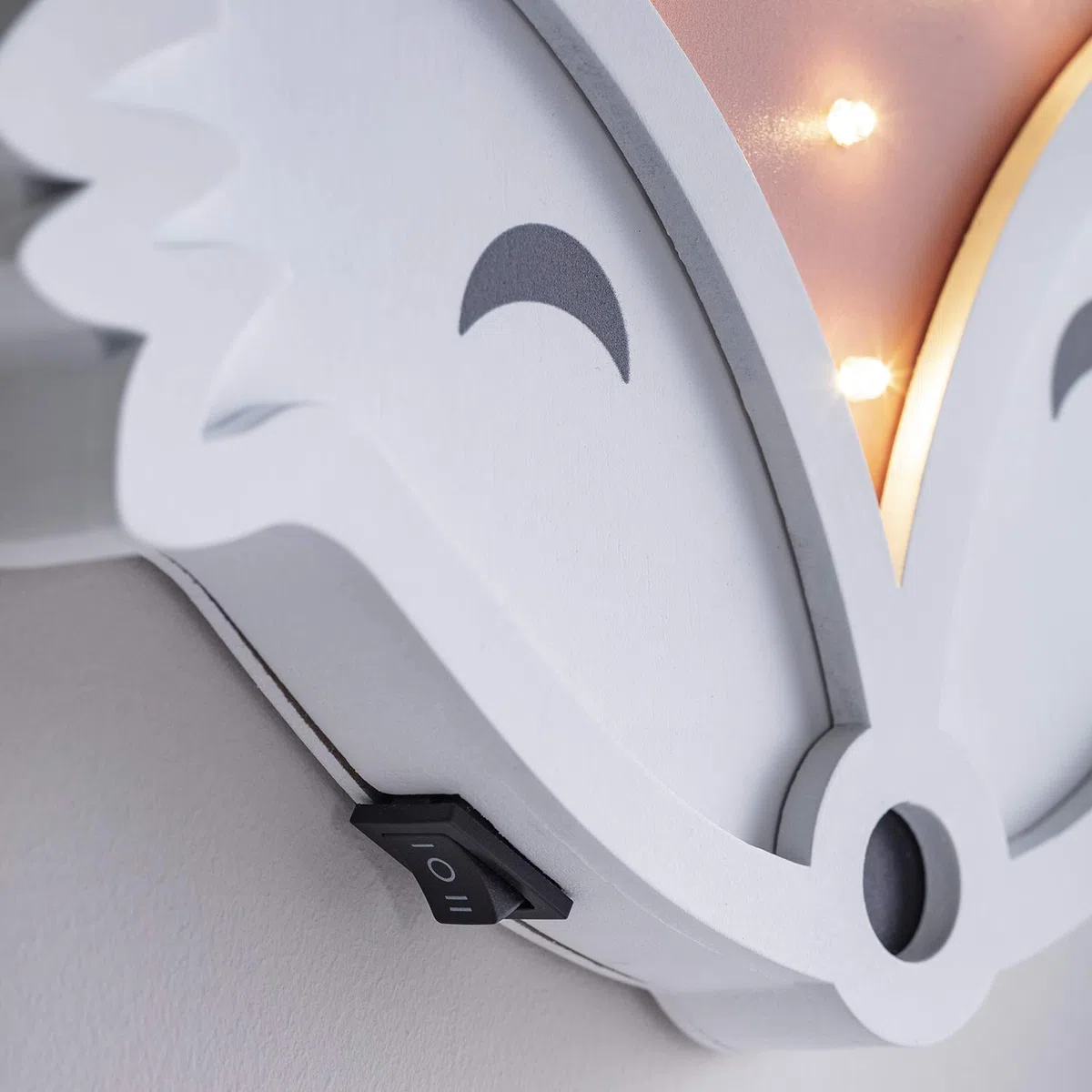 Lights4fun - Lampada a Muro di Legno per Bambini a Forma di Volpe con 10 LED Bianco Caldo a Pile