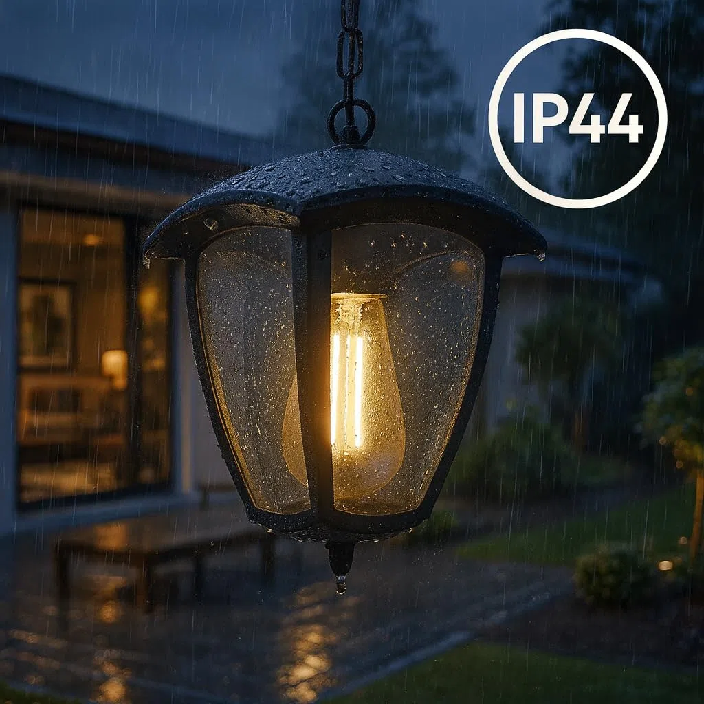M Ledme - Plafoniera LED da esterno serie Ronse, attacco E27, impermeabile IP44, finitura nera. Ideale per giardini, terrazze, ingressi e portici (lampadina non inclusa)