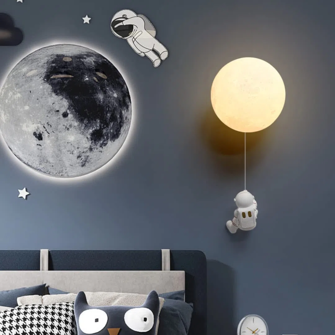 LED Luna Astronauta Applique da Parete 3D Stampa Luna Illuminazione Notturna Camera Bambini Decorativa 3 Luce 15 CM