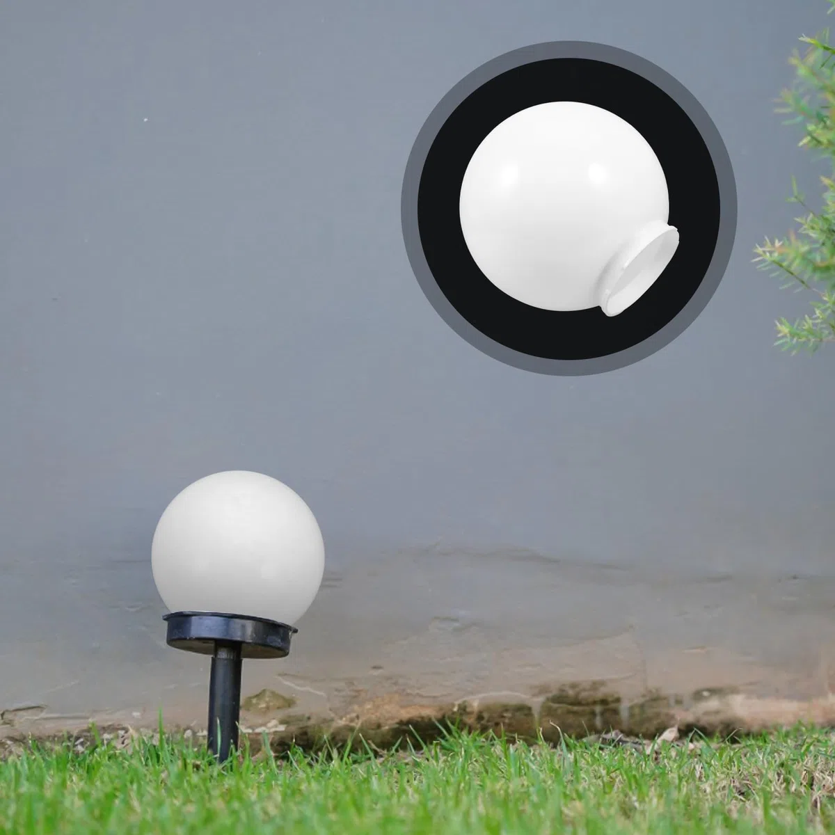 HANABASS Paralume Sferico in Acrilico Bianco Latte per Esterni, Coprilampada a Globo Diametro 25 Cm Modanatura, Accessorio per Lampada da Giardino e Decorazione Luminosa Elegante