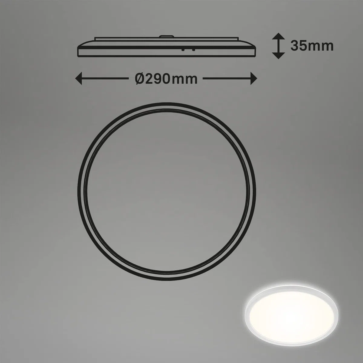 Briloner - Plafoniera da bagno a LED con retroilluminazione, lampada da bagno a LED IP44, ultrapiatta, luce bianca neutra, bianca, 290x35 mm (DxH)