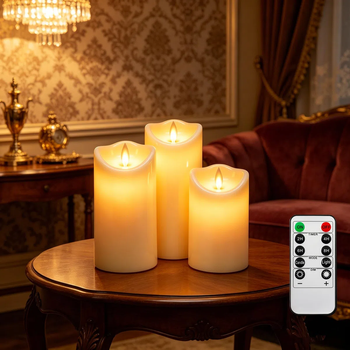 Da by 3 Candele LED Avorio con Stoppino Oscillante Dinamico, Luci Fatate Avvolgenti, Plastica Resistente al Caldo, 1 Telecomando, Misure Assortite Riutilizzabili per Decorazioni Interno ed Esterno