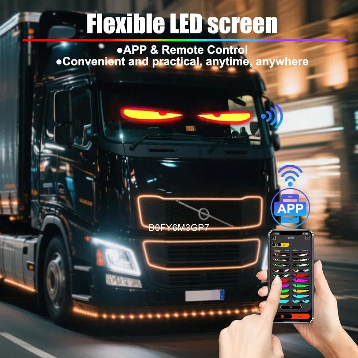 YASTA Insegna Luminosa Programmabile Scritta LED Personalizzata 60 CM Occhi LED Per Camion Pannello luminoso Auto USB Tabella Flessibile Bluetooth App Controllo Display Negozi Hotel Vetrine