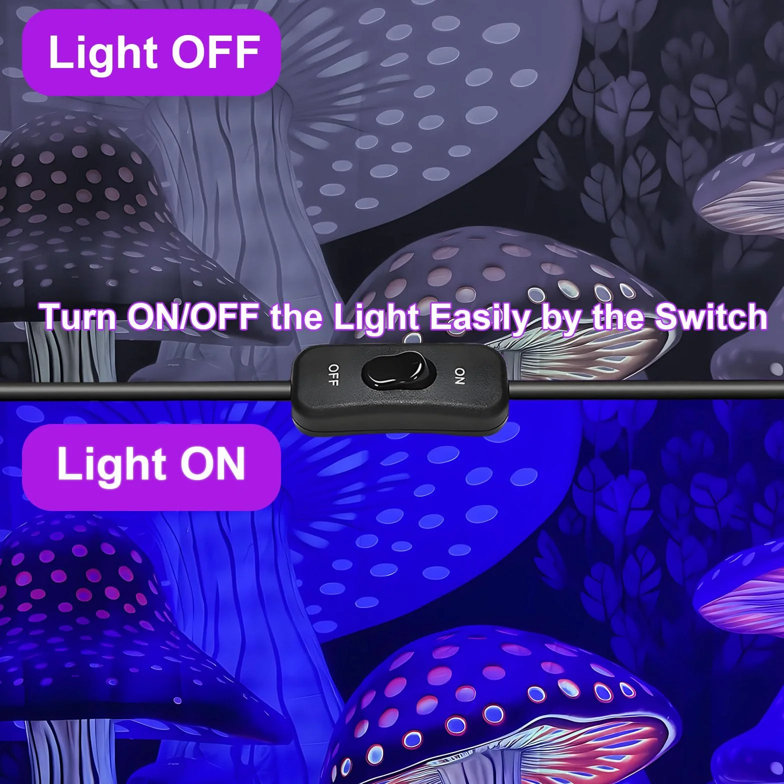 50W Faretto UV LED, IP66 Impermeabile Luce Nera UV, 395-400nm LED Luce Nera, Lampada uv Con Interruttore per Halloween, Pittura Del Corpo, Poster Fluorescente, Bar, Acquario, Festa Al Neon