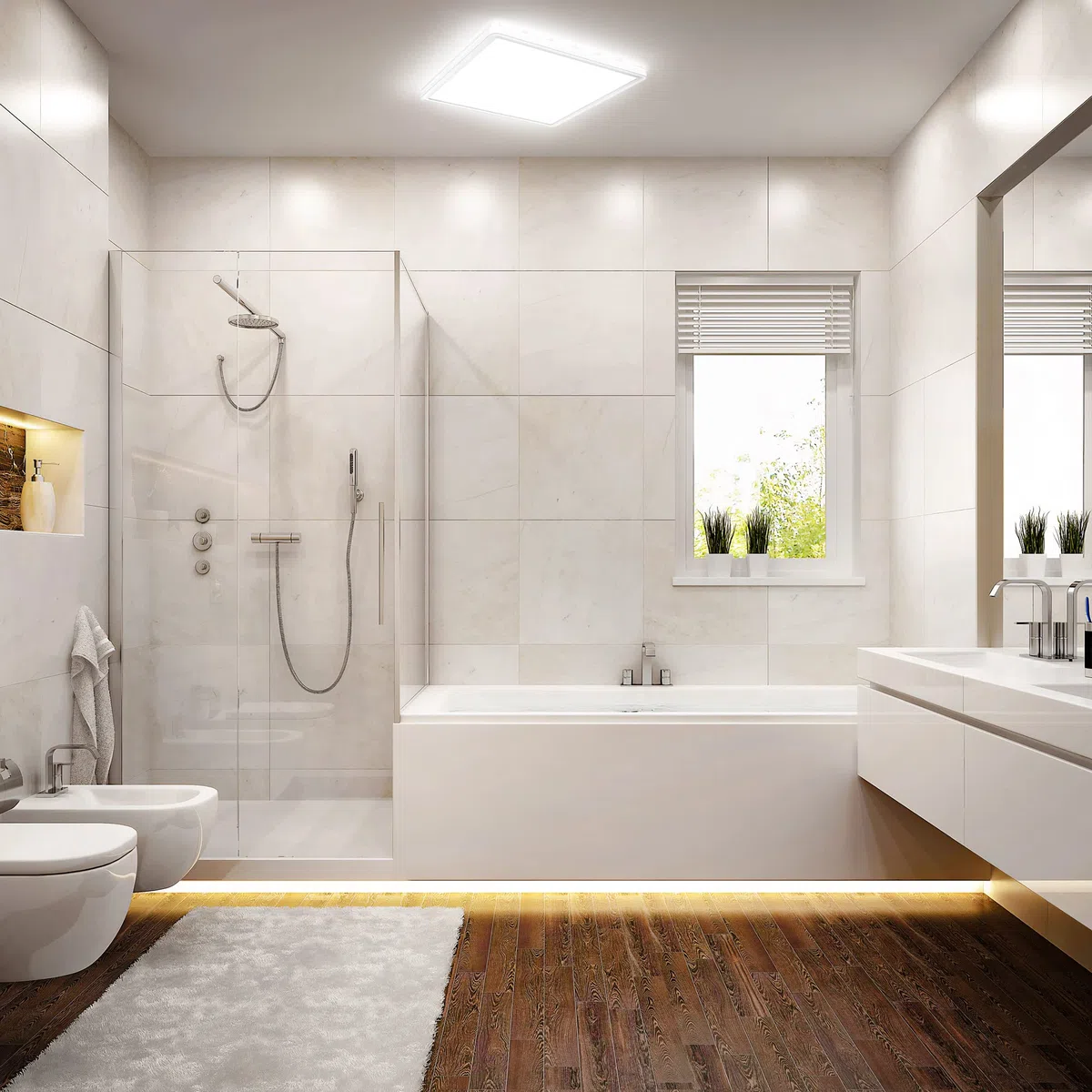 B.K.Licht Plafoniera LED ultrapiatta, Lampada da soffitto per bagno, luce bianca neutra, 18W, 29x29cm, illuminazione indiretta, Bianca