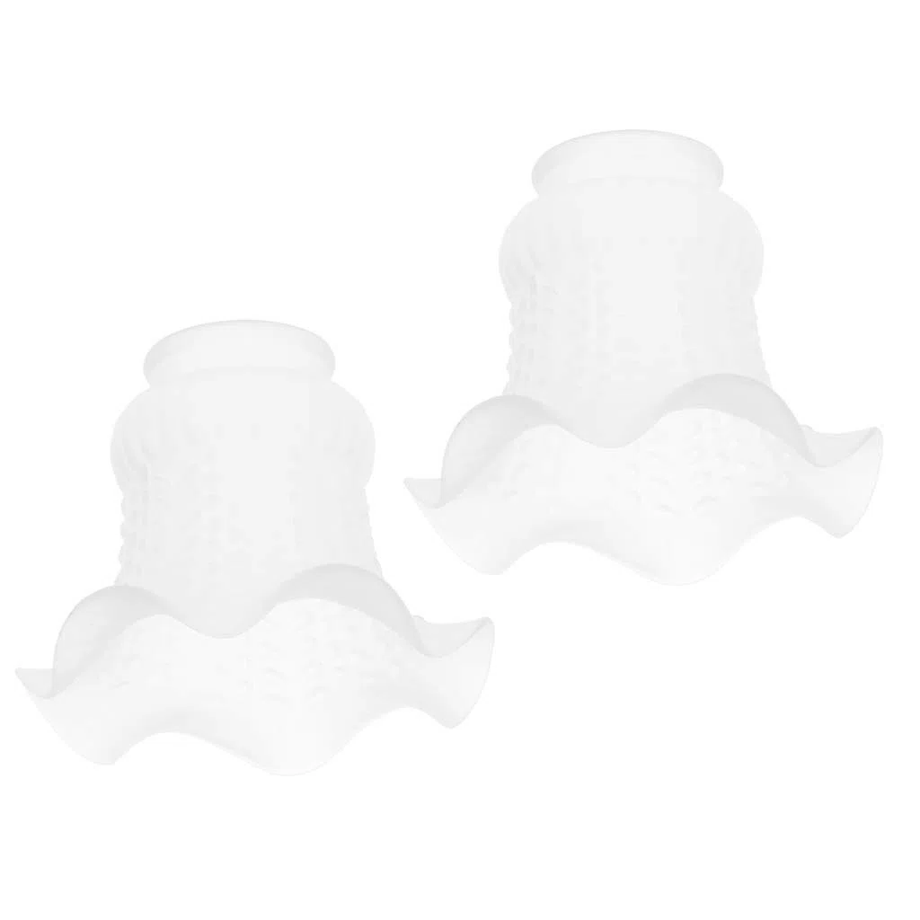 Paralume rotondo in vetro vintage, 2 pezzi, bianco, E27, 13 x 10 cm, paralume di ricambio per lampada a sospensione a soffitto