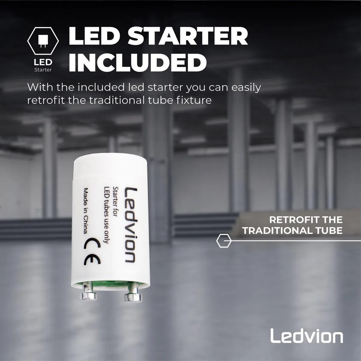 Ledvion - Tubo LED TL, 150CM, 28W, 6500K, 185lm/W, Classe Energetica B, Incl. Starter LED