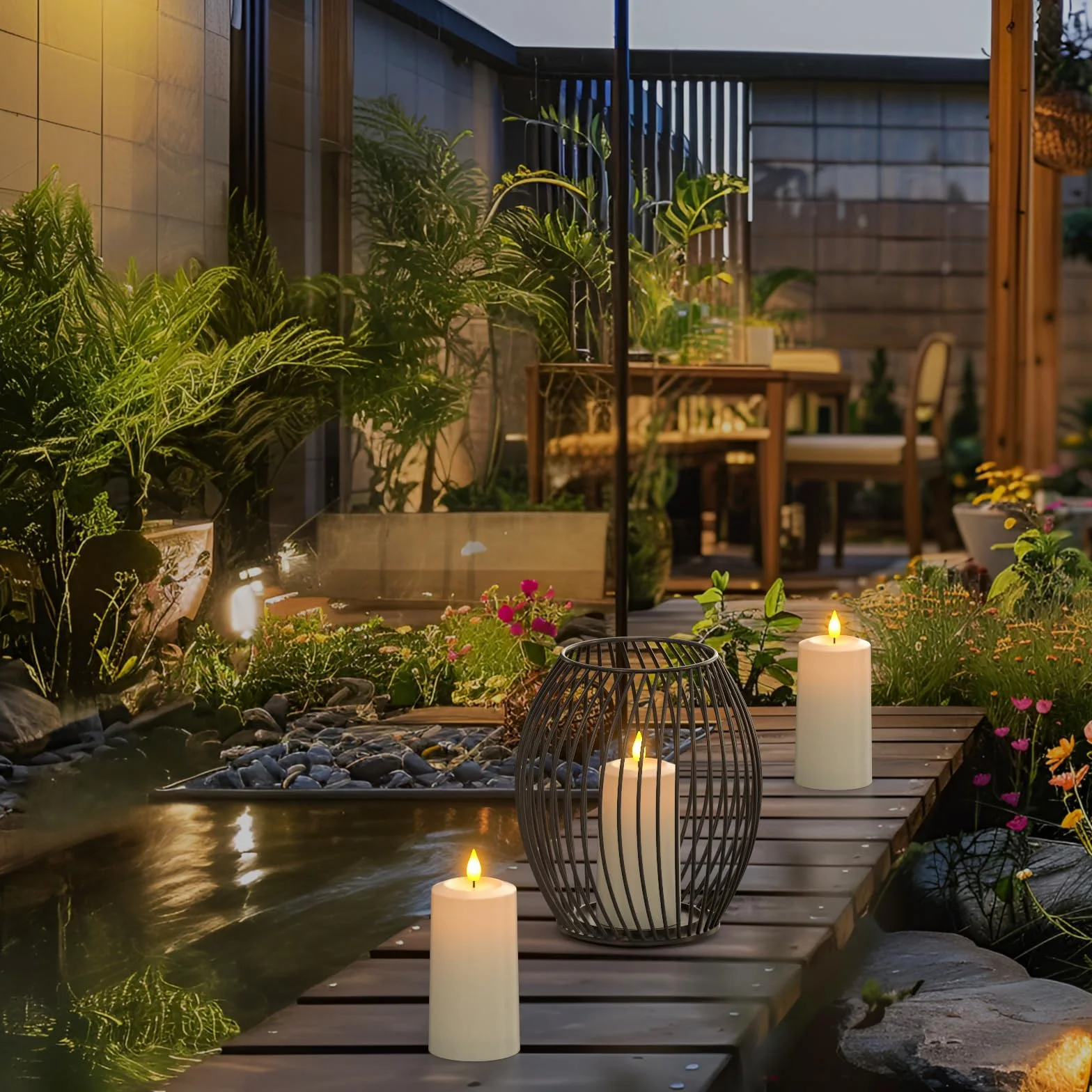 SoulBay Candele ricaricabili a pilastro elettriche LED senza fiamma, tremolanti con timer remoto, impermeabili, per esterni e lanterne, decorazione della casa