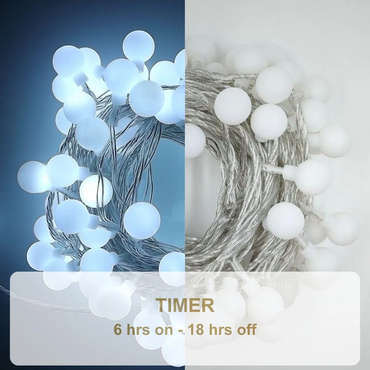 Luccika Home Catena Luminosa LED, Sfere Decorative 2 cm, 10 Metri, 8 Giochi di Luce, Telecomando, Timer, IP44 Interno/Esterno (Bianco Ghiaccio)