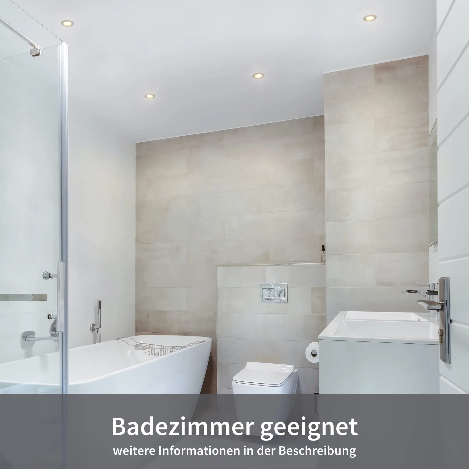 Scandinavian home Set di 6 faretti da incasso a LED 230V 4,5W bianco caldo 60mm - 70mm I bagno I CRI 90 500lm 3000K 68mm I Design in acciaio inox con vetro satinato