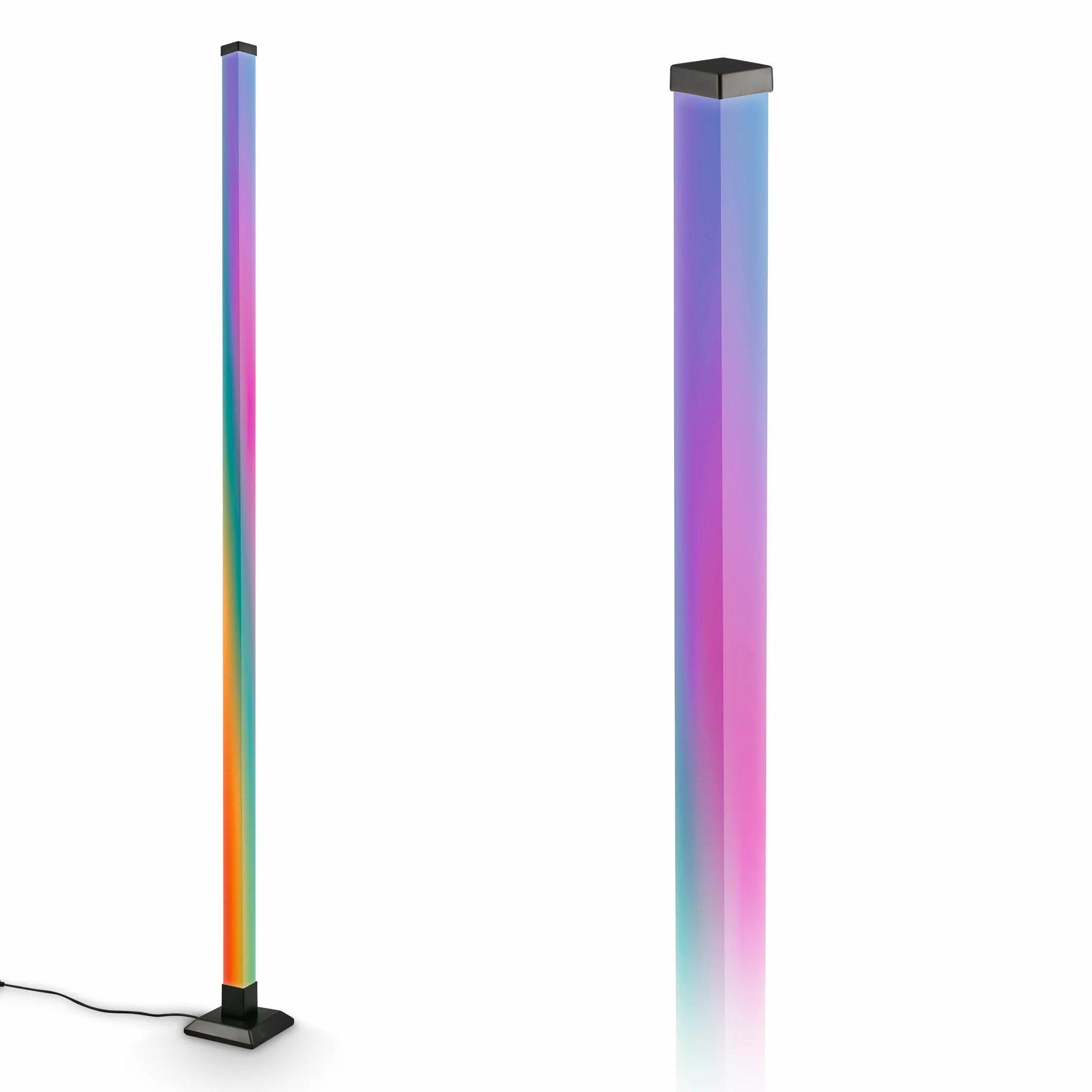 BRILONER - Lampada da terra LED con telecomando, dimmerabile, funzione musica, piantana lampada da terra, lampada da terra salotto, lampada soggiorno da terra, 150x12,5x12,5 cm, nero