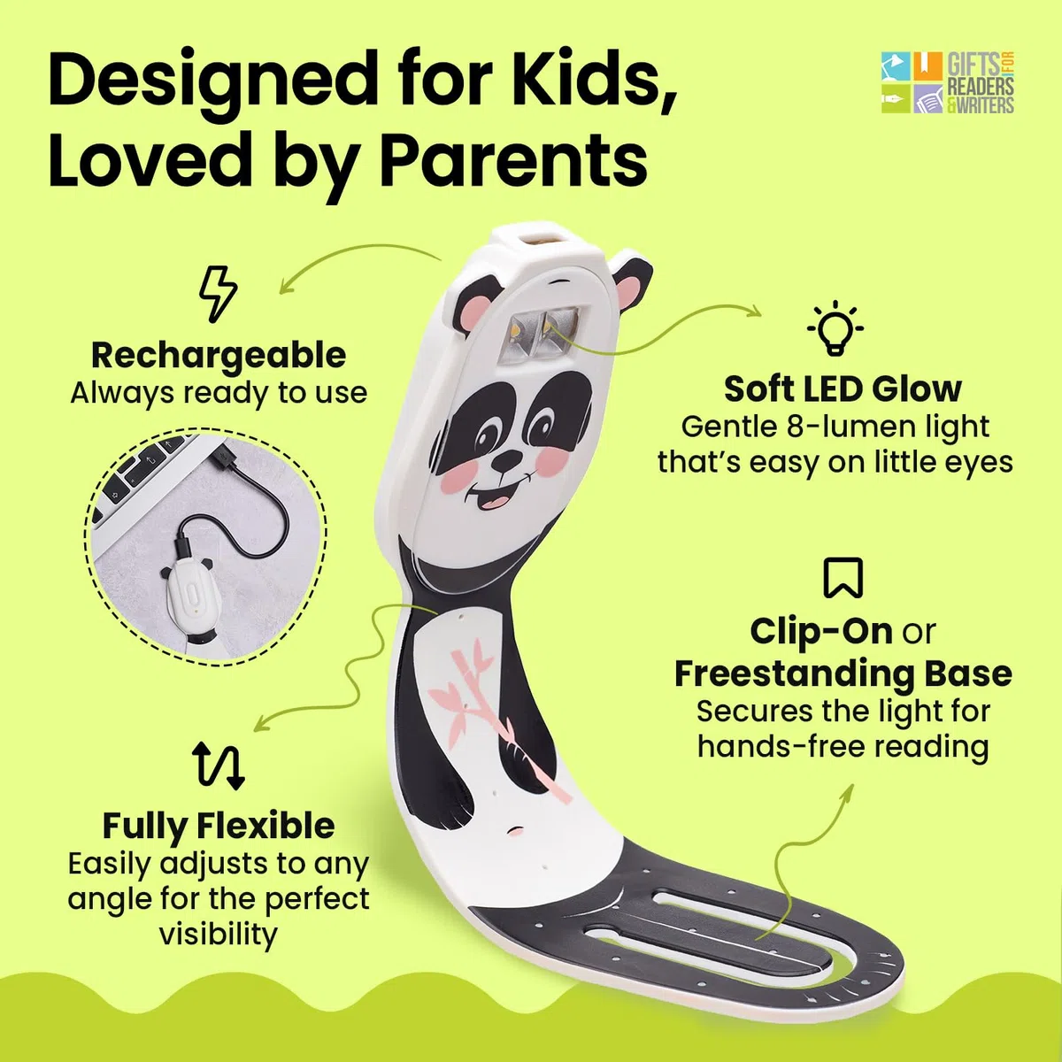 Flexilight Luce da Lettura Ricaricabile | Segnalibro 2 in 1 Luce per Libro | Lampada LED a clip da Lettura | Pila per Leggere a Letto per Bambini e Adulti | Accessori per Libri | Idea Regalo Lettori