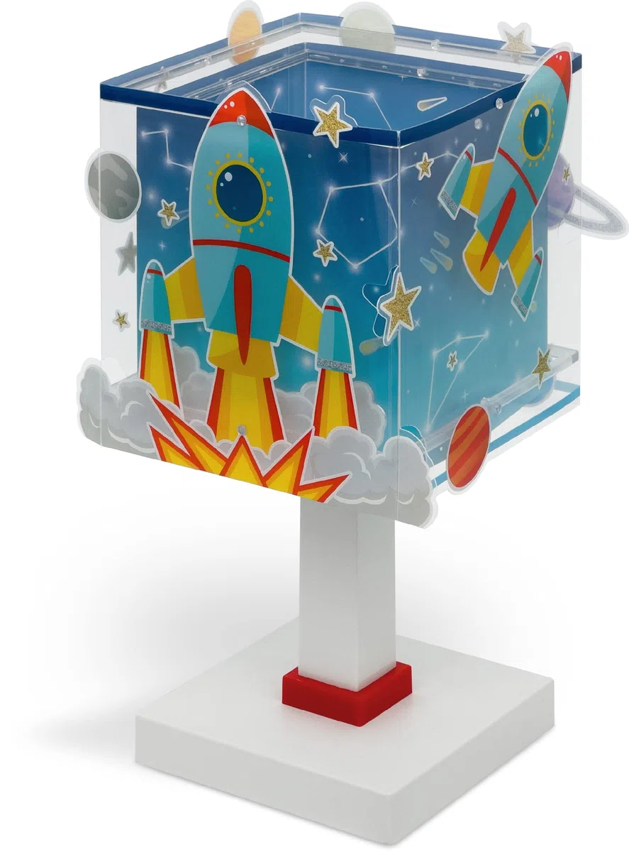 Dalber Lampada da tavolo o comodino per bambini Rocket Razzo Sistema solare