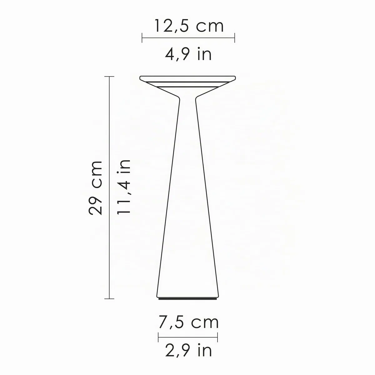Zafferano - Dama Lampada LED Dimmerabile da tavolo in alluminio, Protezione IP54, Uso Interno/Esterno, H29cm, Plug EU - Nero