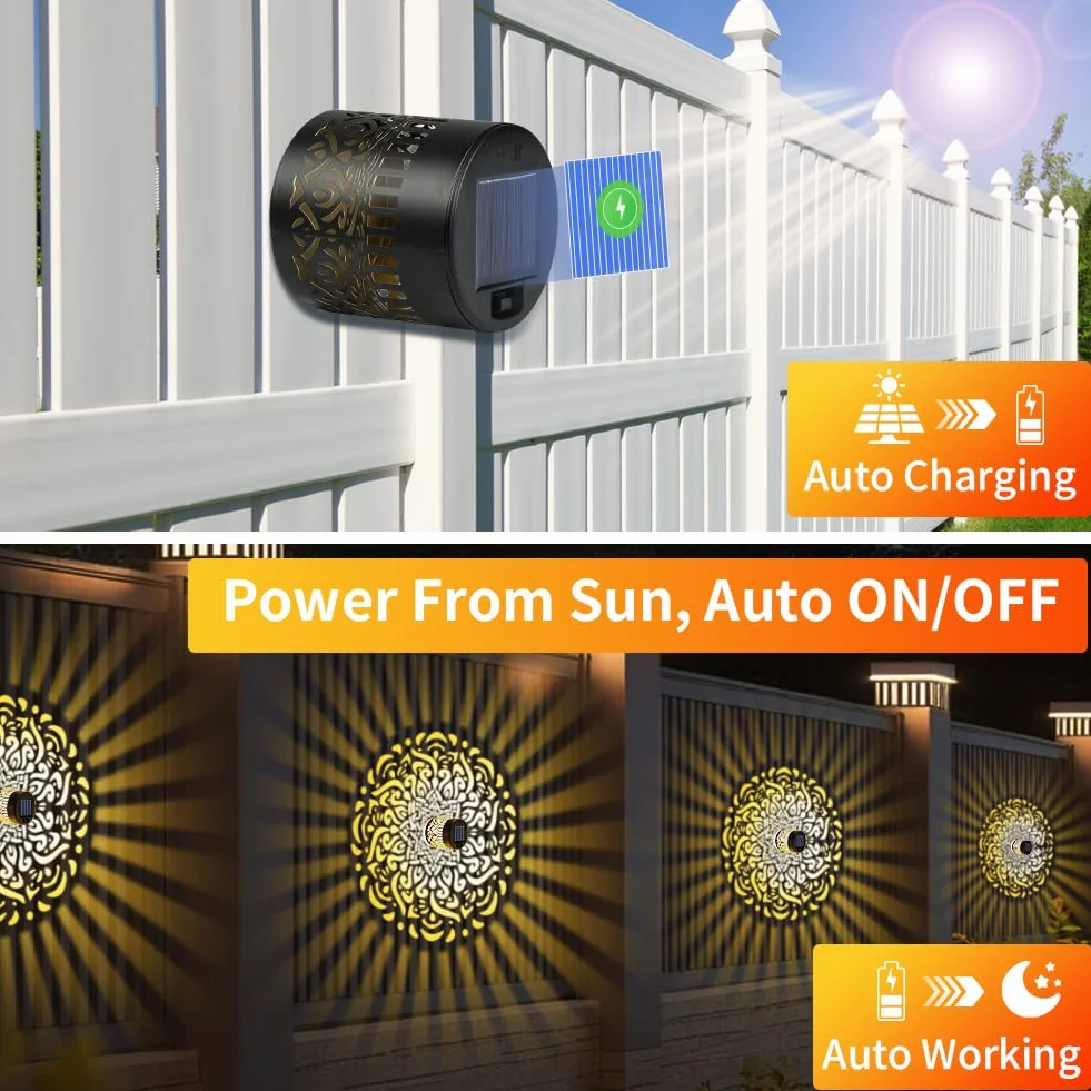 Lanterna Solare da Giardino Esterni, 2 Pezzi Solari da Giardino in Metallo, IP65 Impermeabile Lanterne Solari da Esterno, per Patio, Prato, Festa, Terrazza, Natale, Orientale Decorazione