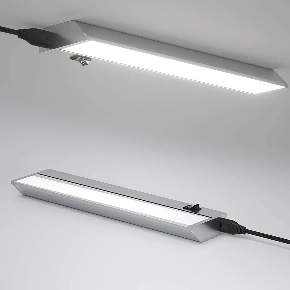 BAKAJI Lampada Luce Sottopensile Cucina Lunghezza 90cm Barra 90 LED 15W Bianco Naturale 4000K Alta Luminosità 1200LM Faretto Slim Sotto pensile per Mobili in Alluminio con Paralume Orientabile