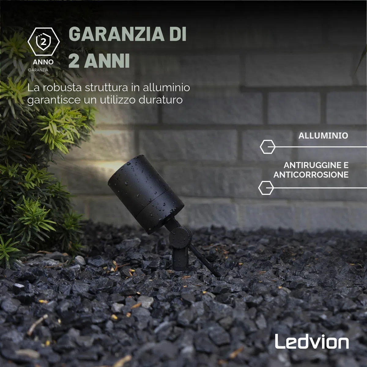 Ledvion - Faretti Esterno Lampade, IP65, 220-240V, Con Picchetto, Illuminazione Elettrica da Giardino, Senza GU10 Lampadina, Orientabile, Impermeabile